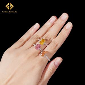 Joyería de Moda al por Mayor, Anillo de Compromiso de Plata de Ley 925 con Circonita Cúbica de Corte Radiante Colorida, Anillo con Incrustaciones de Circonita para Mujer y Hombre - Product Image 1