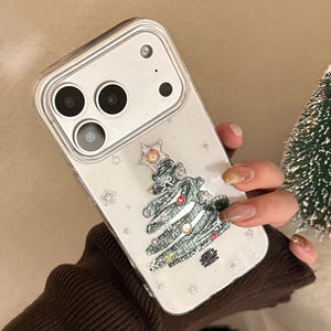 เหมาะสำหรับเคส iPhone 17 PRO MAX เคสโทรศัพท์แข็งลายนูนรูปต้นคริสต์มาสแวววาว - Product Image 5