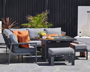 Patio Melbury sofà componibile in alluminio divano esterno Set Lounge Set mobili <span class=keywords><strong>da</strong></span> <span class=keywords><strong>giardino</strong></span> <span class=keywords><strong>con</strong></span> <span class=keywords><strong>tavolo</strong></span> a Gas fuoco - Product Image 6