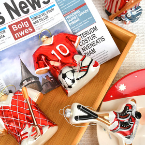 Wholesale Customizable Christmas Glass Ornaments Handmade Sports Series Ice Hockey Football Clothing Creative Dress Pendant - Product Image 4