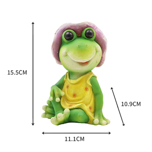 Statue de <span class=keywords><strong>grenouille</strong></span> de jardin en résine peinte à la main avec chapeau fleuri violet, modèle « Princesse du jardin », pour ornement extérieur de jardin - Product Image 5