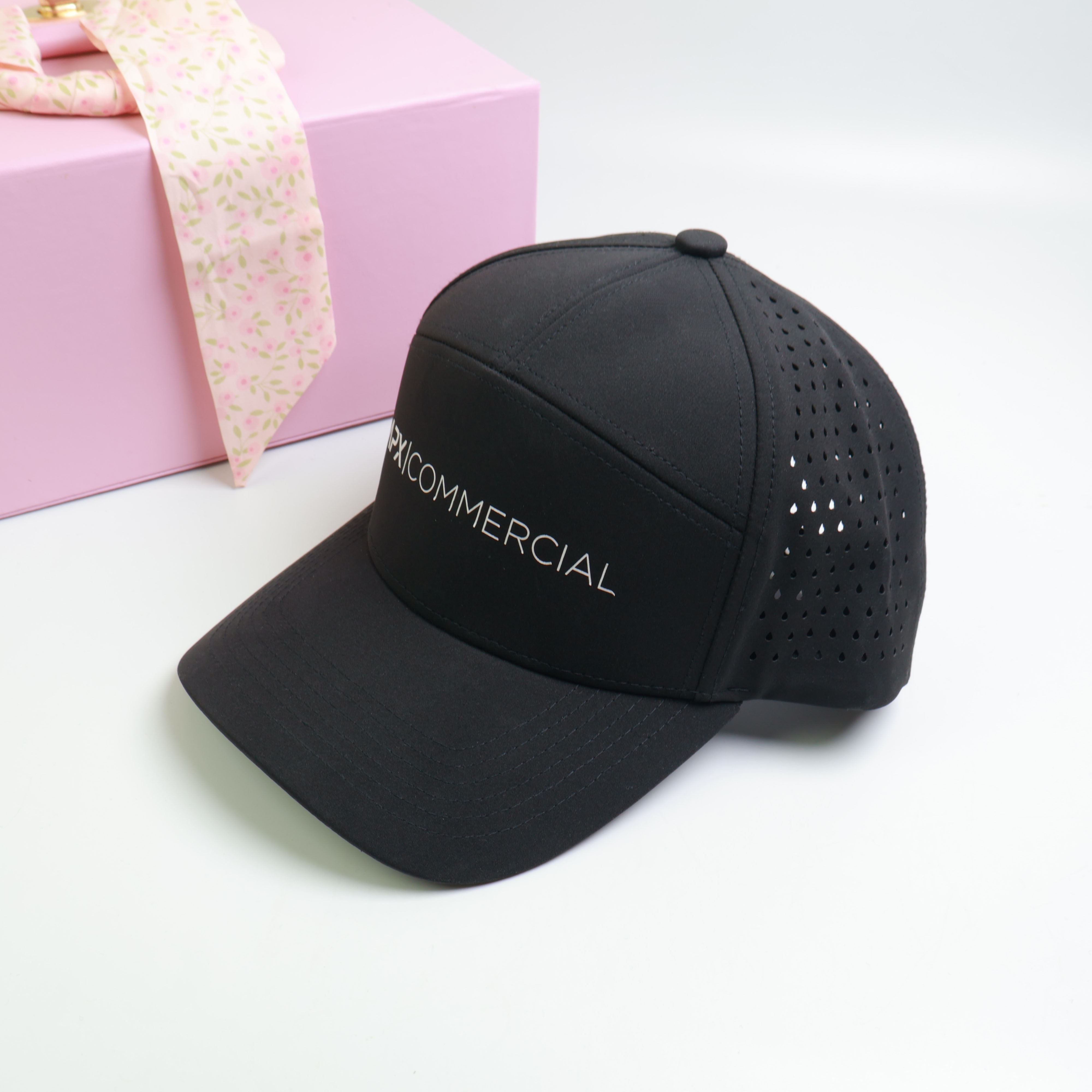 7-panel digital print laser-perforated quick-dry cap