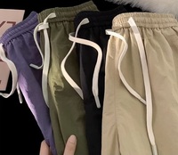 Shorts à cordon de serrage en nylon/coton à séchage rapide pour homme, été, en soie glacée fine, décontracté, coupe ample, sportif, cinq-quarts, personnalisable pour couple