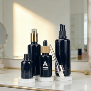 Botella de Vidrio Violeta Resistente a los Rayos UV, Precio de Fábrica, con Tapa de Bambú Redonda y Gotero, Estampado en Caliente, Serigrafía, Tapa Dorada con Pulverizador - Product Image 1