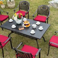 Chaise de jardin d'extérieur de luxe en aluminium moulé, durable, empilable, résistante aux intempéries et à la rouille, style européen, pour patio, salle à manger, villa, hôtel
