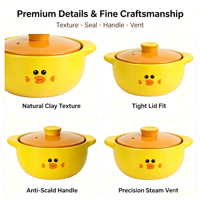 Pot en céramique minimaliste Yellow Duck avec couvercle en céramique, compatible avec les cuisinières à gaz, revêtement antiadhésif de qualité alimentaire, passe au lave-vaisselle et au four, 3L