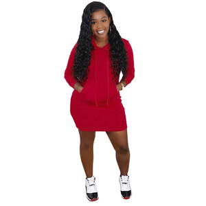 D9326 Offre Spéciale femmes européennes et américaines en mousseline de soie paillettes taille naturelle fête mode couleur unie <span class=keywords><strong>robe</strong></span> <span class=keywords><strong>pull</strong></span> à capuche - Product Image 6