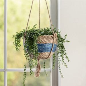 Supporti per Piante a 3 Livelli, Cesto Decorativo in Erba Marina Intrecciata <span class=keywords><strong>da</strong></span> Appendere a Parete, con Vassoi Raccogligocce e Rivestimenti Regolabili in Fibra di Cocco per Fioriere 14 - Product Image 3