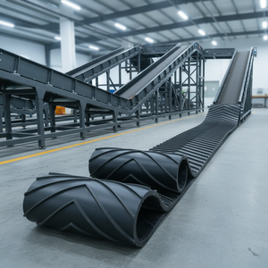 حزام ناقل مطاطي صناعي متغير الانحدار بتصميم شيفرون لتدفق المواد بسلاسة بين منحدرات مختلفة - Product Image 1