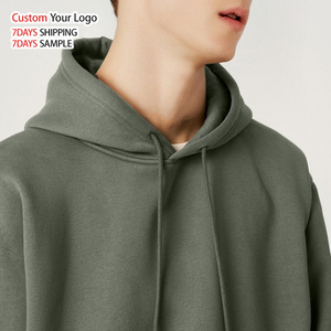 Custom Embroidery Printed Solid Eco-Friendly Windproof Heavyweight 350gsm Cotton <b>Fleece</b> Oversized Unisex Men's Hoodie - Product Image 3