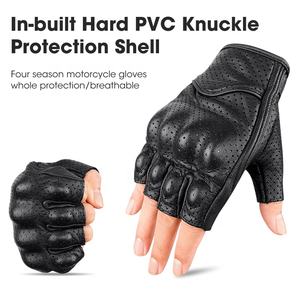 Guanti da moto in pelle Vintage da uomo antivento antivento estivi personalizzati con mezze dita - Product Image 6
