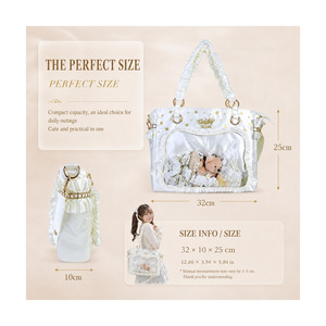 Sac à bandoulière Teddy Island en satin Kawaii personnalisé, grande capacité, avec fenêtre transparente en PVC DIY et poignée plissée - Product Image 4