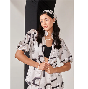 เสื้อเชิ้ตผ้าซาตินพิมพ์ลายสวิสผู้หญิงเสื้อลำลองแฟชั่นฤดูร้อนเสื้อเบลาส์อินเทรนด์มีสไตล์หรูหราเสื้อใส่ทำงาน - Product Image 1