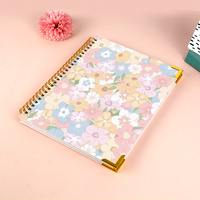 Planificateur de Journal de fleurs personnalisé en spirale avec coins Dossiers de classe hebdomadaires mensuels pour étudiants et cahier de plan de leçon