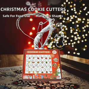 Ensemble de 24 <span class=keywords><strong>emporte</strong></span>-pièces en acier inoxydable de qualité alimentaire, écologiques, pour la pâtisserie, en forme de flocon de neige, pour chocolat de Noël - Product Image 2