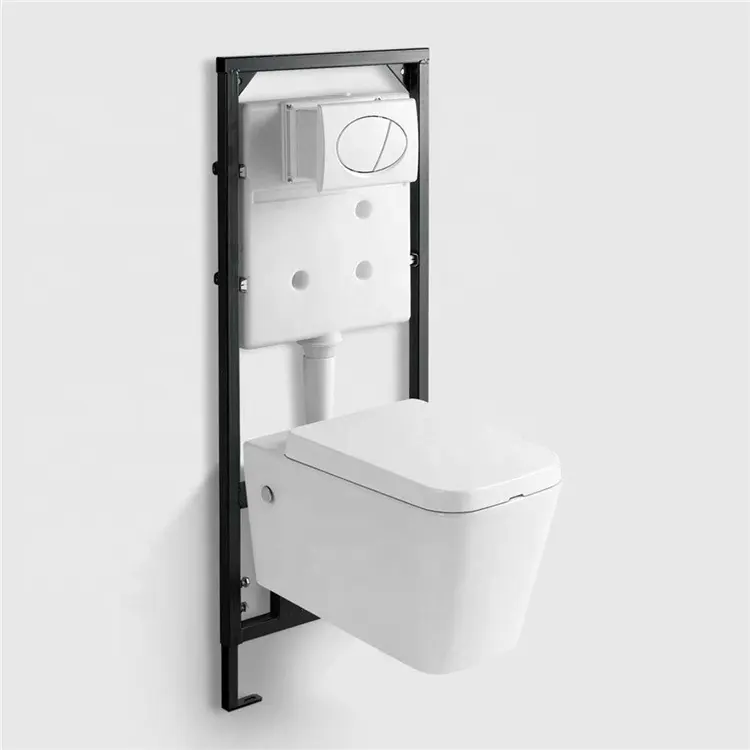 Cuvette de toilette carrée en céramique occidentale, salle de bain d'hôtel de haute qualité, toilettes murales suspendues