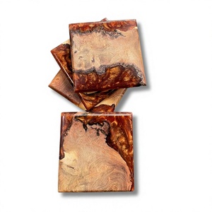 Juego de 4 Posavasos de Resina Epoxi y Madera, Patrón de Grano de Madera Natural, Solo Lavar a Mano, Aptos para Alimentos, Hechos en Vietnam - Product Image 1