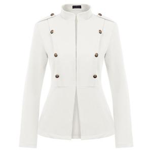 Cuocu — <span class=keywords><strong>manteau</strong></span> décoratif à manches longues pour femmes, décontracté, avec boutons, col montant, vêtement pour dames, CU0046 - Product Image 1