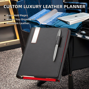 Carpeta de Anillas A5 de PU de Lujo con Logotipo Personalizado, Planificador de Negocios, Libreta de Hojas Sueltas, Bolsillos, Organizador, 96 Hojas - Product Image 2