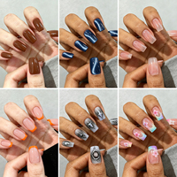Service OEM ODM, Couleurs Personnalisées, 10 Faux Ongles Carrés à Coller, Brillants, Couverture Complète, Vente en Gros, Emballage Personnalisé pour Salons et Fêtes