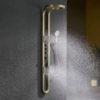 Meilleures ventes Douche de tête à effet pluie or brossé Ensemble de douche à affichage de la température par LED Panneau de douche à jet massant