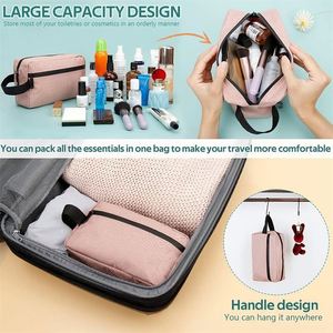 BSCI Factory Water-resistant Shaving <b>Bag</b> for Toiletries Accessories Foldable Storage <b>Bags</b> with <b>Divider</b> and Handle for Cosmetics - Product Image 6