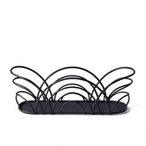 Wholesale <b>Black</b> Metal <b>Wire</b> Fruit Storage <b>Basket</b> Minimalist Decorative Bread Holder Kitchen Organizer - Product Image 1
