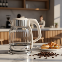Bouilloire Électrique Moderne Yousdas en Verre avec Protection Anti-Ébullition à Sec, Conception Sans Fil FADA, Capacité 1,8 L, Température Réglable pour Usage Domestique