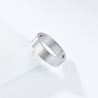 Breiter Gebürsteter 18K Vergoldeter Edelstahl-Bandring Geometrisch Minimalistisch Unisex Matt-Finish Stapelbarer Fingerring Schlicht Neutral
