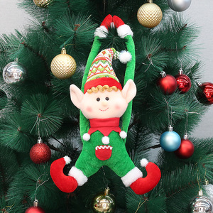 Elf Doll Christmas <b>Tree</b> <b>Ornament</b> Green Red Hat Hanging Decoration Holiday Toy QD19001 - Product Image 1
