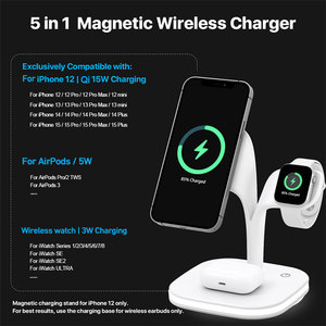 Từ Trạm Sạc Mag 5 Trong 1 Không Dây An Toàn Sạc Đứng Cho Iphone 15 14 13 12 Pro Max/Iwatch/Airpods Với Đèn Ban Đêm - Product Image 6