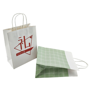 Sac cadeau en papier kraft blanc avec poignée, emballage à emporter élégant pour le shopping, en stock - Product Image 4