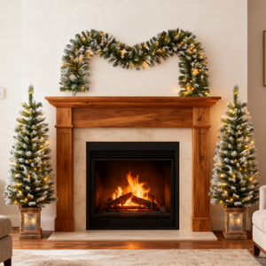 Flocked Pine <b>Christmas</b> <b>Garland</b> Pre Lit Green Swag Snow Flocked Holiday Decoration for Mantel Stair Rail - Product Image 4
