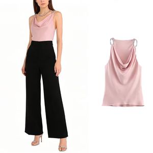 Camiseta sin Mangas Casual de Moda con Cuello Redondo Rosa para Mujer - Product Image 1