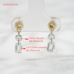 ต่างหูทอง 10k รุ่น Starsgem ประดับเพชรสองเม็ดทรงหยดน้ำ เพชรเลี้ยงในห้องปฏิบัติการ - Product Image 5