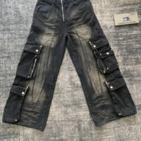 DENIMGUYS Pantalon cargo en denim ample vintage pour homme, design américain, jean cargo décontracté avec plusieurs poches, adapté à toutes les saisons