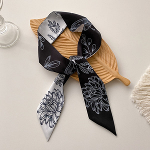 Korean Style Light Luxury Ribbon Headscarf Printed <strong>Thin</strong> Long Narrow <strong>Scarf</strong> for <strong>Women</strong> Twill Small Neck Accessory for Summer - Product Image 5