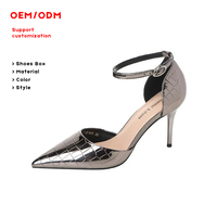 Chaussures pour femmes de luxe sur mesure de haute qualité avec logo, escarpins rouges à bride cheville ajourés à talons aiguilles, fabricant en gros
