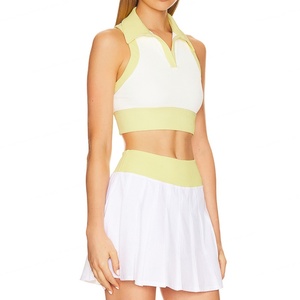 Conjunto de Tenis Plisado en Color Contrastante para Mujer, 86% Nailon, 14% Elastano, Ropa Casual para Damas - Product Image 5