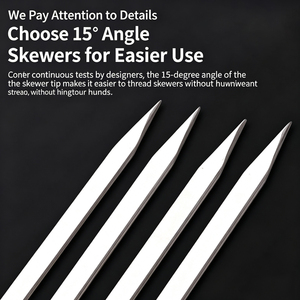 Spiedini Grandi e Pesanti in Acciaio Inossidabile con Manico in Legno, Forchette per Barbecue, Spiedini per Shish Kebab - Product Image 3