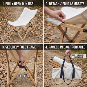 <span class=keywords><strong>Chaise</strong></span> pliante de loisirs à cadre noir avec <span class=keywords><strong>toile</strong></span> en coton pour le camping en plein air, la terrasse et la détente dans la cour - Product Image 2