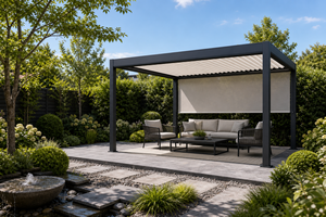 Pergola à toit ouvrant en aluminium RK-C1, structure d'ombrage pour jardin, gazebo extérieur avec revêtement poudré, pergola extérieure pour terrasse - Product Image 6