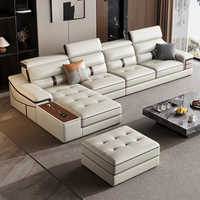 Modernes Italienisches L-förmiges Ledersofa-Set Luxuriös für Villen Geeignet Einfache Wohnzimmer-Kombination Funktionale Schaumstoff-Füllung