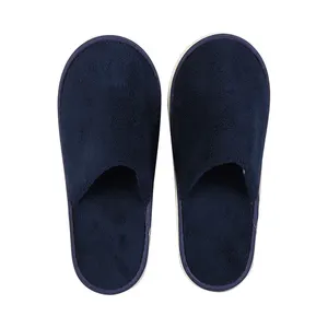 Wholesale Disposable Guest Bedroom Slippers Customized Cotton Terry EVA Sole Hotel Spa Slippers