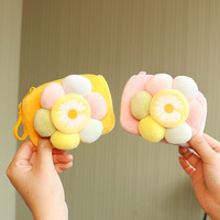 Offre Spéciale tissu fleur porte-monnaie porte-clés mignon Kawaii portefeuille avec fermeture éclair porte-clés enfants en peluche porte-monnaie amant cadeaux pour les femmes