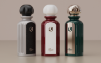 Flacon de parfum de luxe Diya 100 ml de haute qualité avec corps en verre, design rond givré, estampage à chaud, pulvérisateur à pompe personnalisable