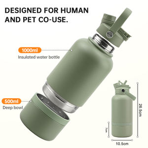Bouteille d'eau pour animaux de compagnie de 32 oz en acier inoxydable, bouteille isolée sous vide avec bol pour chien amovible et double couvercle pour boire en extérieur - Product Image 5