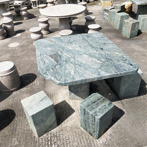 Table et chaises carrées en pierre <span class=keywords><strong>de</strong></span> <span class=keywords><strong>jade</strong></span> naturelle Huaan Nine Dragon, durables et résistantes aux intempéries, pour l'extérieur et le <span class=keywords><strong>jardin</strong></span>. - Product Image 3