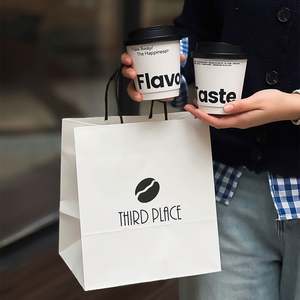 Bolsas de Compra de Papel Kraft Desechables, Biodegradables, Reciclables y Ecológicas Personalizadas con Asas para Envasado de Alimentos y Café - Product Image 3