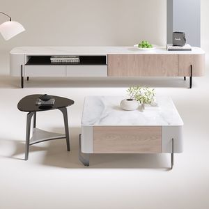 <span class=keywords><strong>Mesa</strong></span> de centro cuadrada y mueble <span class=keywords><strong>para</strong></span> <span class=keywords><strong>TV</strong></span> de estilo italiano moderno, de lujo ligero y color crema, <span class=keywords><strong>para</strong></span> sala de estar, muebles de almacenamiento <span class=keywords><strong>para</strong></span> el hogar - Product Image 2
